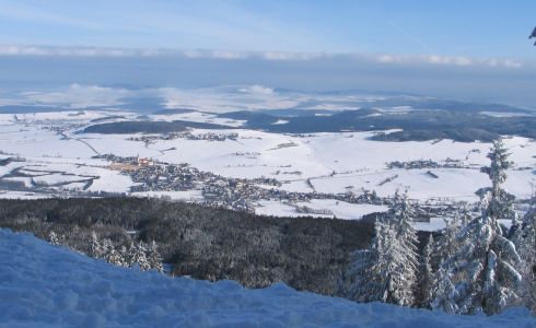 Talblick vom Hohenbogen im Winter